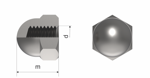 A2 DOME NUT 1/2 UNF .