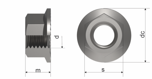 DIN 6923 A2 M10 (Non-Serrated) Hexagon Flange Nut